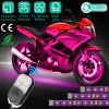 6Pcs Motorcycle LED Light Strips Multi-Color Neon Light Kits Waterproof DC 12V RGB Atmosphere Lights