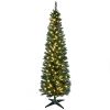 HOMCOM 7' Tall Pre-Lit Slim Noble Fir Artificial Christmas Tree with Realistic Branches, 200 Warm White LED Lights and 499 Tips, Green
