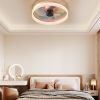 Ceiling Fans with Lights Dimmable LED Embedded installation of thin modern ceiling fans(Pink)