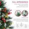 HOMCOM 2.5 Ft/30" 2 Pack Outdoor Entryway Pre-Lit Artificial Christmas Tree Cordless with 70 Branches, Warm White LED lights, Red Berries, Pine Cones