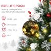 HOMCOM 2.5 Ft/30" 2 Pack Outdoor Entryway Pre-Lit Artificial Christmas Tree Cordless with 70 Branches, Warm White LED lights, Red Berries, Pine Cones