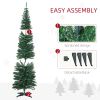 HOMCOM 7' Tall Pre-Lit Slim Noble Fir Artificial Christmas Tree with Realistic Branches, 200 Warm White LED Lights and 499 Tips, Green