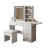 Fashion Vanity Desk with Mirror and Lights for Makeup with open shelves and Chair