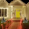 HOMCOM 2.5 Ft/30" 2 Pack Outdoor Entryway Pre-Lit Artificial Christmas Tree Cordless with 70 Branches, Warm White LED lights, Red Berries, Pine Cones