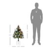 HOMCOM 2.5 Ft/30" 2 Pack Outdoor Entryway Pre-Lit Artificial Christmas Tree Cordless with 70 Branches, Warm White LED lights, Red Berries, Pine Cones