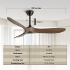 52 inch Ceiling Fan with Remote Control - Timed Lighting, Reversible Airflow and Quiet Operation for Living Room & Bedroom & Outdoor
