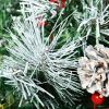 HOMCOM 2.5 Ft/30" 2 Pack Outdoor Entryway Pre-Lit Artificial Christmas Tree Cordless with 70 Branches, Warm White LED lights, Red Berries, Pine Cones