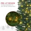 HOMCOM 7' Tall Pre-Lit Slim Noble Fir Artificial Christmas Tree with Realistic Branches, 200 Warm White LED Lights and 499 Tips, Green