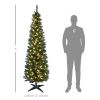 HOMCOM 7' Tall Pre-Lit Slim Noble Fir Artificial Christmas Tree with Realistic Branches, 200 Warm White LED Lights and 499 Tips, Green