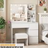 Vanity, Makeup Vanity Desk Set with Mirror & Light, Dressing Table Storage Lots with Power Strip, 3 Lighting Modes with Adjustable Brightness