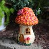 Solar Mushroom Lights Cute Resin Mushroom House Fairy Lights Garden Decoration Resin Crafts Outdoor Yard Patio Lawn Decor