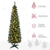 HOMCOM 7' Tall Pre-Lit Slim Noble Fir Artificial Christmas Tree with Realistic Branches, 200 Warm White LED Lights and 499 Tips, Green