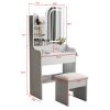 Fashion Vanity Desk with Mirror and Lights for Makeup with hair dryer holder and Chair