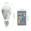 9W LED Light Bulb E27 RGB Lamp Bulb 16 Colors Changable 24-key IR Remote Control
