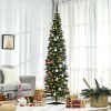 HOMCOM 7' Tall Pre-Lit Slim Noble Fir Artificial Christmas Tree with Realistic Branches, 200 Warm White LED Lights and 499 Tips, Green