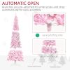 HOMCOM 7.5ft Prelit Snow Flocked Artificial Christmas Tree with Pencil Shape, Pine Realistic Branches, Warm White LED lights, Auto Open