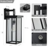 Set of 2 Modern Outdoor Wall Lanterns with Black Metal Frame and Clear Glass, Ambient light sensors,Weatherproof Wall Sconces for Porch, Garage