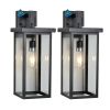 Set of 2 Modern Outdoor Wall Lanterns with Black Metal Frame and Clear Glass, Ambient light sensors,Weatherproof Wall Sconces for Porch, Garage