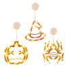 3 Pack Halloween Window Light Spider Witch Hat Pumpkin with Orange Light Hanging Halloween Decoration Light with Suction Cup Hanging Holes
