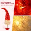5FT Hinged Fir Artificial Fir Bent Top Christmas Tree, Xmas Tree Bendable Santa Hat Style Christmas Tree Holiday Decoration,400 Lush Branch Tips