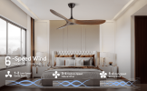 52 inch Ceiling Fan with Remote Control - Timed Lighting, Reversible Airflow and Quiet Operation for Living Room & Bedroom & Outdoor