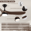 52 inch Ceiling Fan with Light and Remote Control - Timed Lighting, Reversible Airflow and Quiet Operation for Living Room & Bedroom & Outdoor