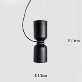 Nordic Pendant Light Creative Minimalist Lighting White Black Post Modern Designer Potlight for Living Room Dining Table Light (Emitting Color: Warm White, Body Color: Black-13x40cm)