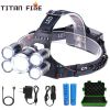 T20 LED Headlamp High Lumen 3/5 LED Light Ultra Bright Headlight USB Rechargeable 4 Modes Flashlight Waterproof Fishing Hunting