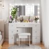 Vanity with Lighted Mirror - Makeup Vanity Desk with Mirror, Power Outlet and Drawers, Dressing Table With Color Lighting Modes