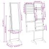 Mirror Jewellery Cabinet with LED Lights Free Standing White